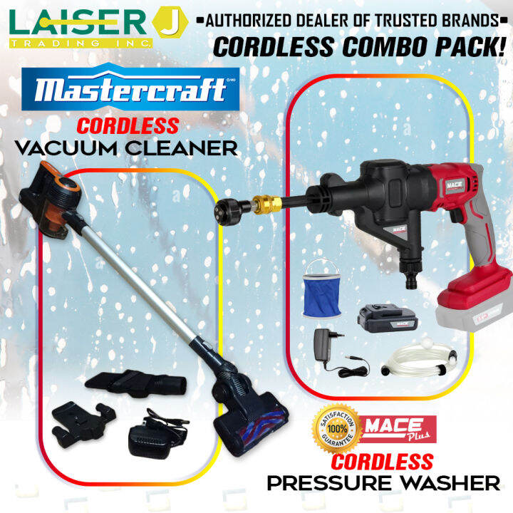 Mastercraft Cordless Vacuum Cleaner 21V and Mace Plus Cordless Pressure