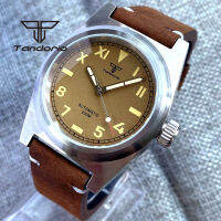 Tandorio NH35A 38มม. 20Bar อัตโนมัติผู้ชายนาฬิกา Sapphire Glass Lume กาแฟสีดำ Dial Brushed Case หนังยาง Strathop