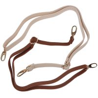 2x DIY Replacement Leather Bag Shoulder Strap Handle Cross Body Adjustable 140x2cm, Beige &amp; Brown