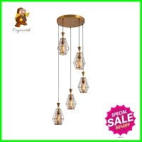 ไฟช่อ CST CS 6009-5 แก้ว/โลหะ 5 หัว สีชา/ทอง/ขาวCLUSTER PENDANT LAMP CST CS 6009-5 GLASS/METAL LIGHT BROWN/GOLD/WHITE 5-LIGHT **สินค้าแนะนำ**