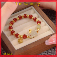 Samurry ✨Hot Sale✨ Car สร้อยข้อมือแก้วกระต่ายมิตรภาพนำโชคลูกปัดหินธรรมชาติสำหรับเป็นของขวัญเครื่องประดับสำหรับผู้หญิง