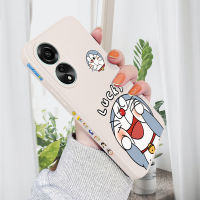 เคสสำหรับ OPPO A78 4G เคสโทรศัพท์การ์ตูนน่ารัก Doraemn ลายขอบสี่เหลี่ยมของเหลวคลุมทั้งหมดกล้องเคสปกป้อง