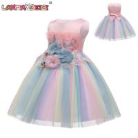 Childrens Wedding Party Flower Girl Dress Children Clothes Girl Princess Rainbow Dresses Ceremonial Evening Dresses Clothes