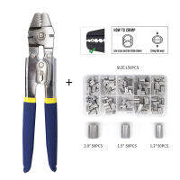 Stainless Steel Fishing Pliers Wire Rope Crimping Tool with 150Pcs Ferrule Crimping Loop Kit for Crimpers &amp; Crimping Sleeves Kit