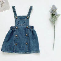 deer jonmi Korean Style New 2022 Spring Summer Baby Girls Denim Suspenders Dresses Casual Cute Toddlers Children Straps Dress