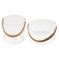 【CW】 Multipurpose Drink Tub Transparent Leather Handle for Parties Hotel Restaurant Household Camping