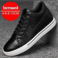 Sneakers Man Elevator Shoes Height Increase Insole 10cm White Black Taller Shoes Men Leisure Fashion Leather Sports Plus Size 44