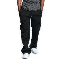 Mens Fleece Joggers Pants Cargo Combat Tracksuit Bottoms Casual Loose Pocket Trousers Sweatpants Straight Sports Pants