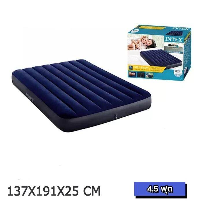 ที่นอนเป่าลม-intex-classic-downy-airbed-ที่นอน-ที่นอนปิคนิค-ผิวกำมะหยี่นุ่มนอนสบาย-เบาะรองนอน-เบาะลม-ที่นอน-2-5-ฟุต-4-5-ฟุต-ที่นอนสูบลม-ที่นอนพองลม