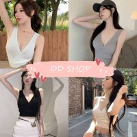 DD SHOPพร้อมส่ง  28918 เสื้อกล้ามไหมพรม วีเล็กน่ารักเซ็กซี่นิดๆผ้าร่องใส่สบาย