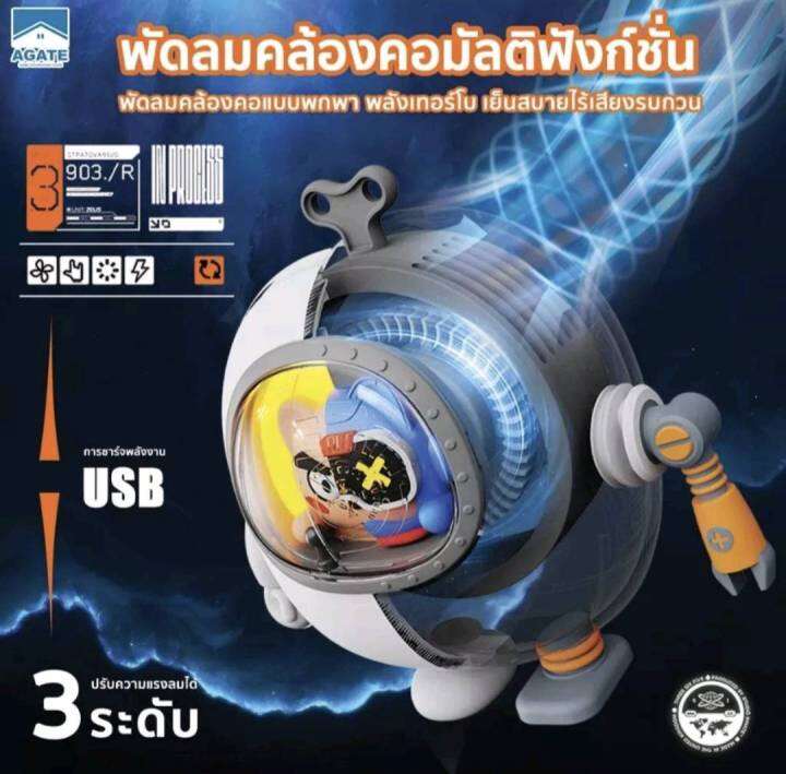 พัดลมห้อยคอ-ตั้งโต๊ะได้-ชาร์จ-usb-พัดลมมินิ-ปรับได้-3-ระดับ-พัดลมไร้สาย-พัดลมเมชา