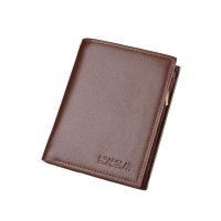 หนัง PU แบบใหม่กระเป๋าสตางค์ Dompet Koin มีซิปสำหรับผู้ชายกระเป๋าตังค์พับสามทบกระเป๋าสตางค์ใบสั้นธุรกิจคุณภาพสูงหลายกระเป๋าเงินใส่บัตร