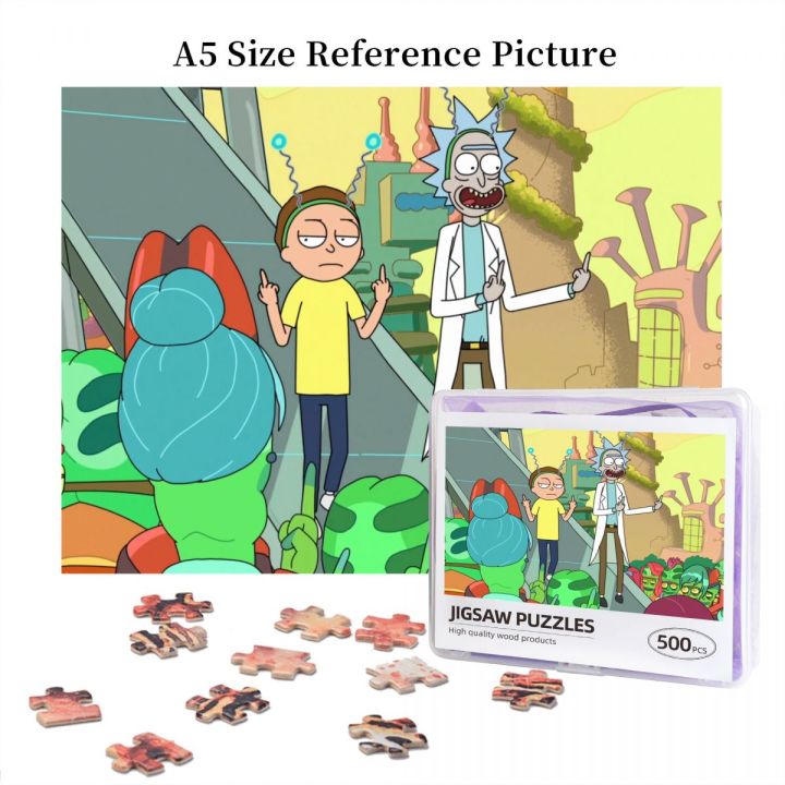 rick-and-morty-rick-sanchez-morty-smith-and-zeep-xanflorp-wooden-jigsaw-puzzle-500-pieces-educational-toy-painting-art-decor-decompression-toys-500pcs