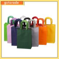 GOTORADE 6PCS มือจับแบบมือถือ ถุงกระดาษคราฟท์สี ลูกอมสีสันสดใส พร้อมที่จับ ถุงของขวัญเทศกาล มินิมินิ คริสมาสต์ ถุงช้อปปิ้งถุง ปาร์ตี้งานปาร์ตี้