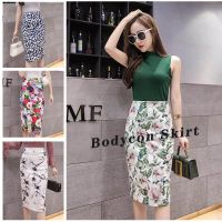 COD ๑™ qafh47 Women Skirt Geometric Printing Bodycon Skirt Womens High Waist Office Skirts New Stretch Pencil print Skirts