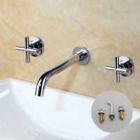 Torayvino Luxury Bathroom Bathtub Basin Faucet 360 Rotation 3 Pcs Brass Solid Wall Mounted Faucets Cold And Hot Mixer Water Tap