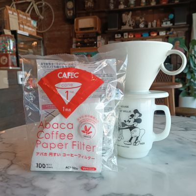 กระดาษกรอง CAFEC Abaca Paper Filter 1 CUP - Cone Shape - V Shape 1 CUP 100 แผ่น / ห่อ