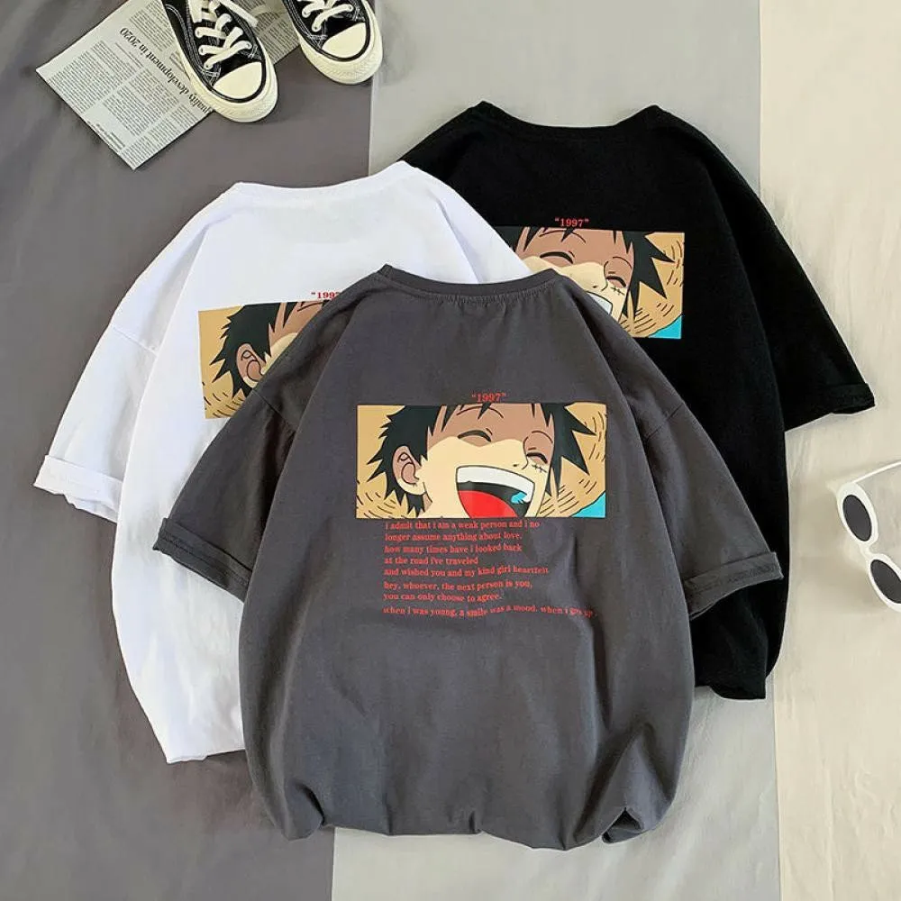 Áo thun nam nữ form rộng tay lỡ UNISEX LOGO ANIME MŨ RƠM VUA HẢI ...