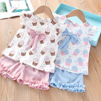 Baby Girl Clothing Summer 2022 Korean Casual Children Clothes Set Toddler Sleeveless Print Clothing Outfit Kids Clothing Girl