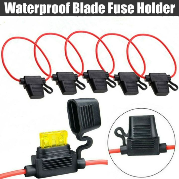 5pcs-set-12v-40a-professional-standard-blade-inline-fuse-holder-splash-proof-for-car-bike-with-waterproof-dustproof-cover-hot-fuses-accessories