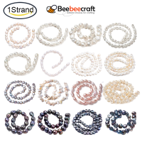 Beebeecraft 1 Strand 14-76 PC Double Sided ลูกปัดมุกน้ำจืดธรรมชาติลูกปัดมุกน้ำจืด Strands สำหรับเครื่องประดับทำ