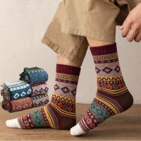 ▪  5 Pairs Autumn Winter Warm Mens Thicken Thermal Wool Socks Fashion Casual Harajuku  Spanish Socks National Style Socks for Gift