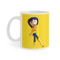 Coraline ไม่ใช่ของขวัญถ้วยกาแฟถ้วยสีขาว Caroline ตุ๊กตา Coraline ถ้วยชานม11เหยือกออนซ์แก้วกาแฟดินเหนียวน่ากลัวสำหรับเด็กระเบิด