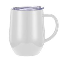 Milk Coffee Cup with Lid Handy Stainless Steel Double Wall Sealed Cup Leak Proof Curved Handle Insulated Water Kettle Bar Wine