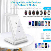 3 In 1 Wireless Charger Stand สำหรับ 14 13 12 11 XS XR X 8 7 Pro สำหรับ Samsung S22 S21 Galaxy นาฬิกา5 4 Buds