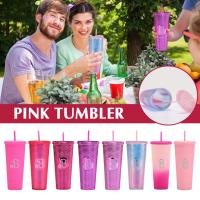 Diamond Label Barbie Pink Cup With Straw Barbie Movie Tumbler Studded Barbie Cup Acrylic N8Y1