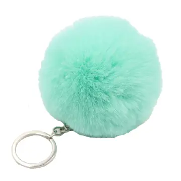 ATSlowTimes Large Fluffy Puffs Ball Bag Charm Pompom Keychain