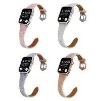 ✿❧● Shimmering Powder Band for Apple Watch Series7 41mm 45mm Buckle Leather Watchbands for iwatch 6 5 4 3 2 SE 38 40 42 44MM Strap