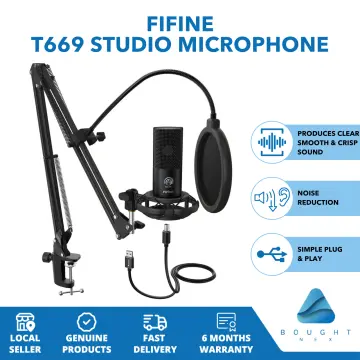 Fifine T688 Microphone Bundle - K688 USB/XLR Microphone - Dynamic Mic -  Black 