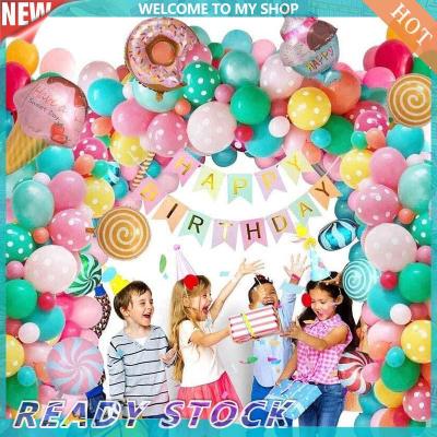 Candyland Birthday Party Decorations Happy Birthday Banner Birthday Party, Candy Donut Ice Cream Foil Balloon for Girls Boys Women Candyland Lollipop Party Christmas