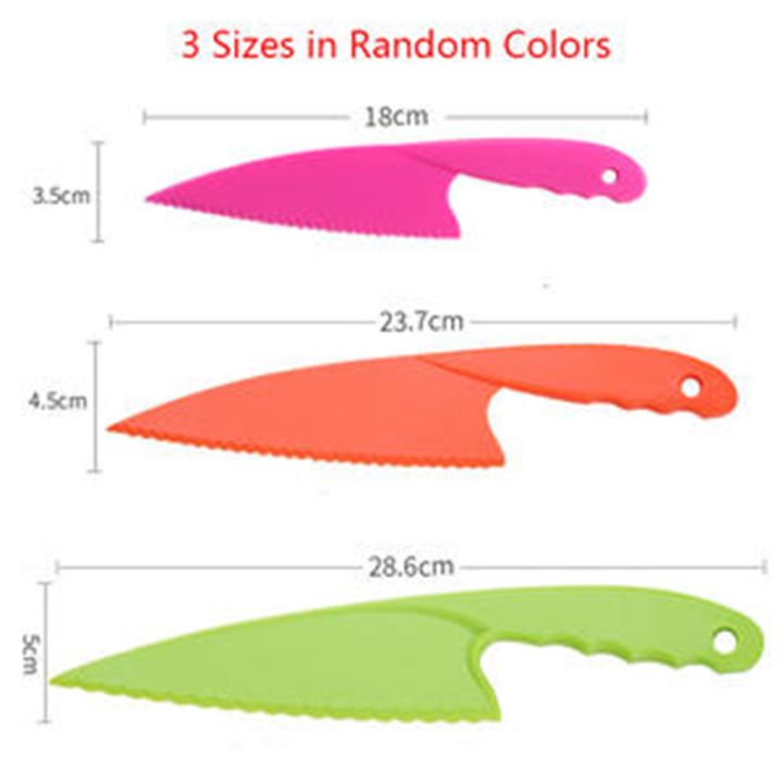 5 Pieces Kid Plastic Kitchen Knife Set, Children's Safe Cooking Chef Nylon Knives for Fruit, Bread, Cake, Salad, Lettuce Knife