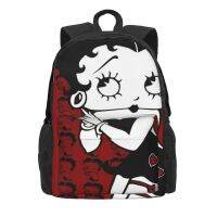 Betty Boop กระเป๋าแฟชั่นพิมพ์ลายความจุขนาดใหญ่สำหรับทุกเพศเป้ลำลองสำหรับทั้งเด็กผู้ชายและเด็กผู้หญิงนักเรียนกระเป๋าสะพายไหล่ไปโรงเรียนทุกวัน