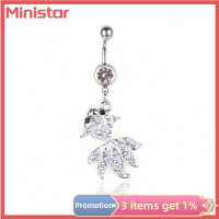 Ministar สะดือเล็บจี้พลอยเทียมปลาสำหรับผู้หญิงเครื่องประดับแบบเจาะร่างกายผู้หญิงสไตล์ปลาทองดวงตาสีดำ