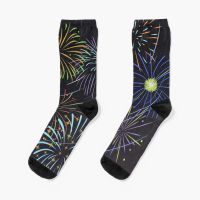 Hanabi Japanese Fireworks Design Socks non-slip soccer socks compression socks men Socks Tights