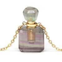 Gem Fluorite Stone Perfume Bottle Pendant Diffuser Necklace for Making Jewelry