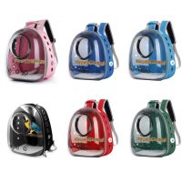 Parrot Carrier Backpack Travel Cage for Birds Breathable Transparent Space Capsule with Panoramic Design and Perch