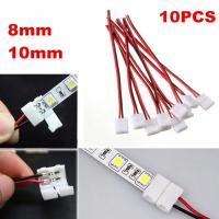 10ชิ้นอะแดปเตอร์เชื่อมต่อสายไฟ2พินสำหรับแถบไฟ Led 3528/5050กับ Pcb 8มม./10มม.