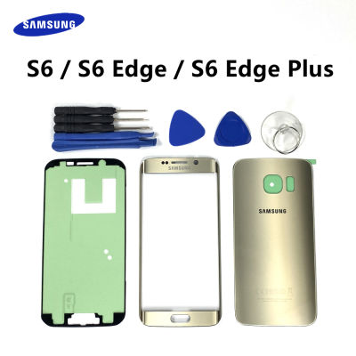 For Samsung Galaxy S6 Edge G925 S6 G920 S6+ Plus G928 Front Touch Panel Outer Lens + Rear Battery Door Back Glass Housing Cover