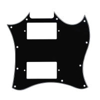 FLEOR 3Ply Black Full Face SG Guitar Pickguard Scratch Plate Without Bridge Hole Model &amp; Screws for SG Classic Guitar Parts