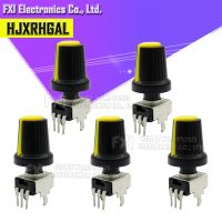 5Set 10PCS RV09 Vertical 1K 500K Ohm Adjustable Resistor 3pin Seal Potentiometer for Arduino with knob Yellow cap (5PCS 5PCS)