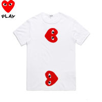 COMME Des Garcons เสื้อยืดแขนสั้นสีขาวผ้าฝ้ายคอกลม,เสื้อยืดแขนสั้นหลวมและใส่สบายสำหรับทั้งหญิงและชายเสื้อยืดลำลองอเนกประสงค์