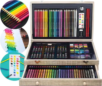 Sunnyglade 145 Piece Deluxe Art Set, Wooden Art Box & Drawing Kit with  Crayons, Oil Pastels, Colored Pencils, Watercolor Cakes, Sketch Pencils,  Paint