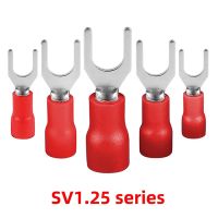 50pcs SV1.25 Series Insulated Spade Terminal Block Connector Electrical Furcate Lug Crimp Cable Wire Forked End Insulation