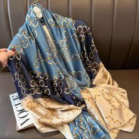 ☽♣✆ 2022 Fashion Summer 180X90CM Shawls Silk Scarf Female Dustproof Sunscreen Beach Towel Popular Letter Print Handkerchief foulard