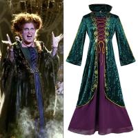 ผู้หญิง Hocus Pocus Winifred Sanderson สตรีเครื่องแต่งกายคอสเพลย์ชุดกำมะหยี่ฮาโลวีนเทศกาลเครื่องแต่งกายสำหรับผู้ใหญ่ผู้หญิง S-3XL