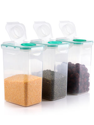 Leyiduo Cereals Storage Box Sealed Milk Powder Can Flour Transparent Kitchen Dry Goods Moisture-Proof Storage Three-Piece Set